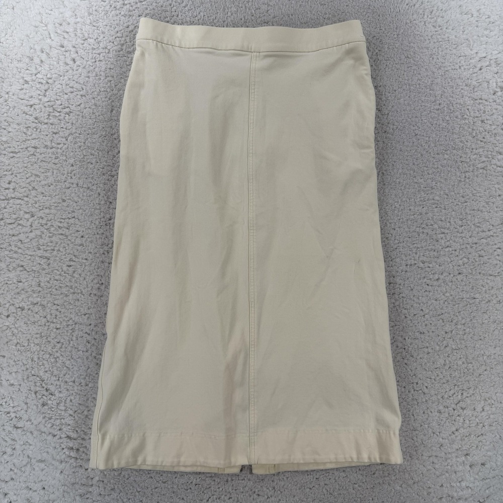 Uniqlo Skirt Womens Large Ivory Pencil Midi Elastic Pockets Stretch 241-422709
